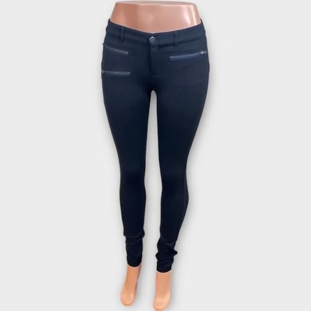 Parker Cargo Black Ponte Zipper Pants, Size 6 - Picture 2 of 10